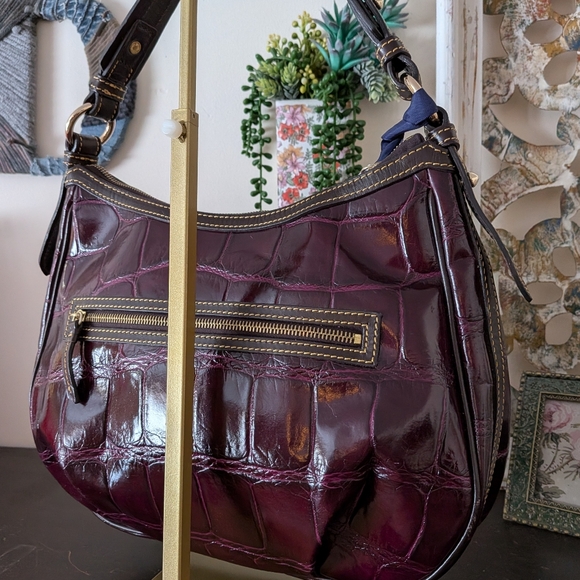 Dooney & Bourke Collins Hobo Croc Embossed Leather – Plum NWT - Picture 6 of 14